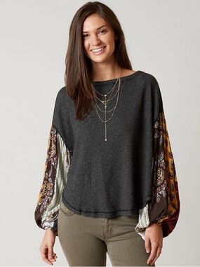 Free people we the free blossom thermal top patchwork boho size S